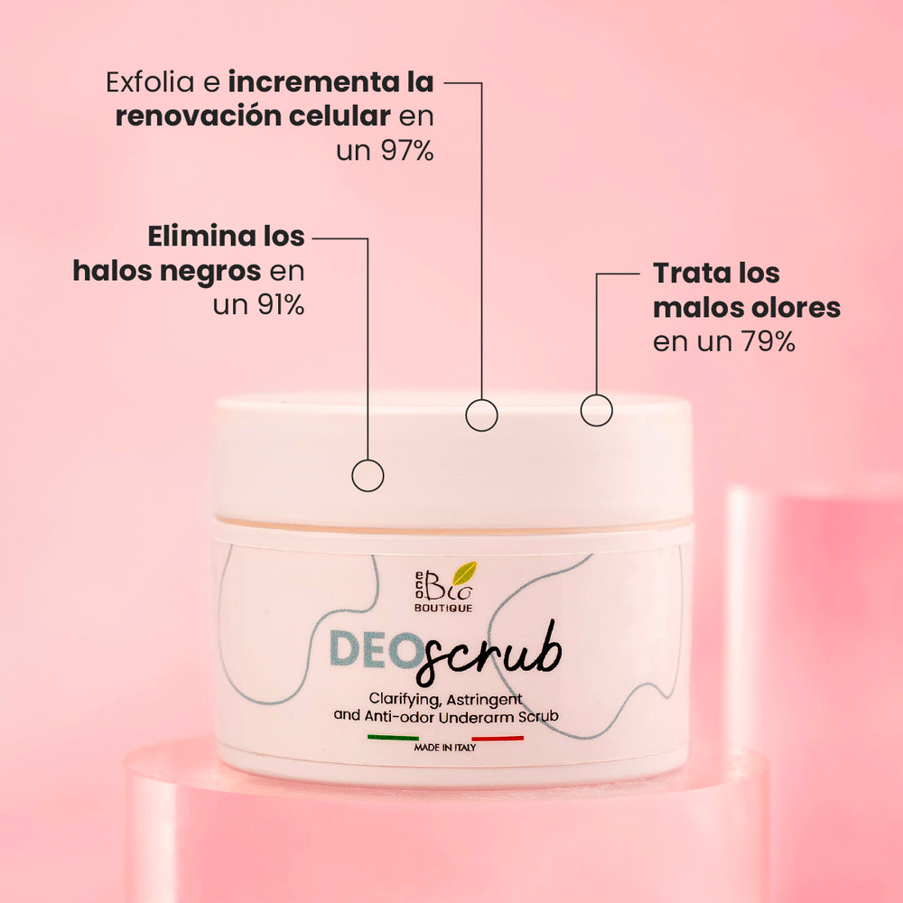 DeoScrub - Exfoliante para Axilas Blanqueador, Astringente y Antiolor | Eco Bio Boutique