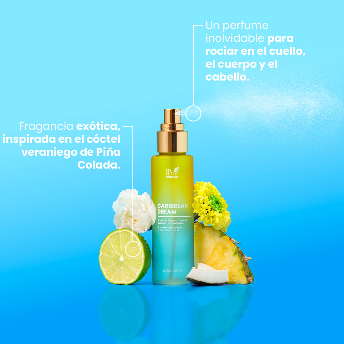 Caribbean Dream - Agua Perfumada, con notas exóticas de Piña Colada | Eco Bio Boutique
