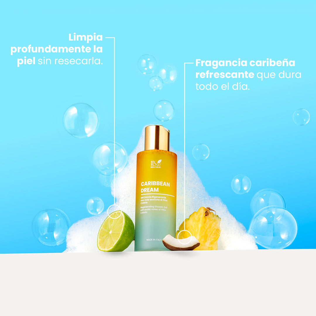 Caribbean Dream - Gel de Ducha Regenerador con notas exóticas de Piña Colada