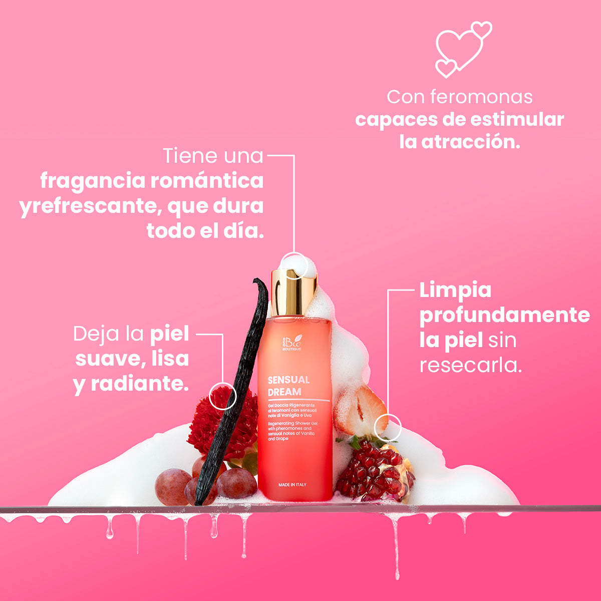 Sensual Dream - Gel de Ducha con feromonas y sensuales notas de Vainilla y Uva | Eco Bio Boutique